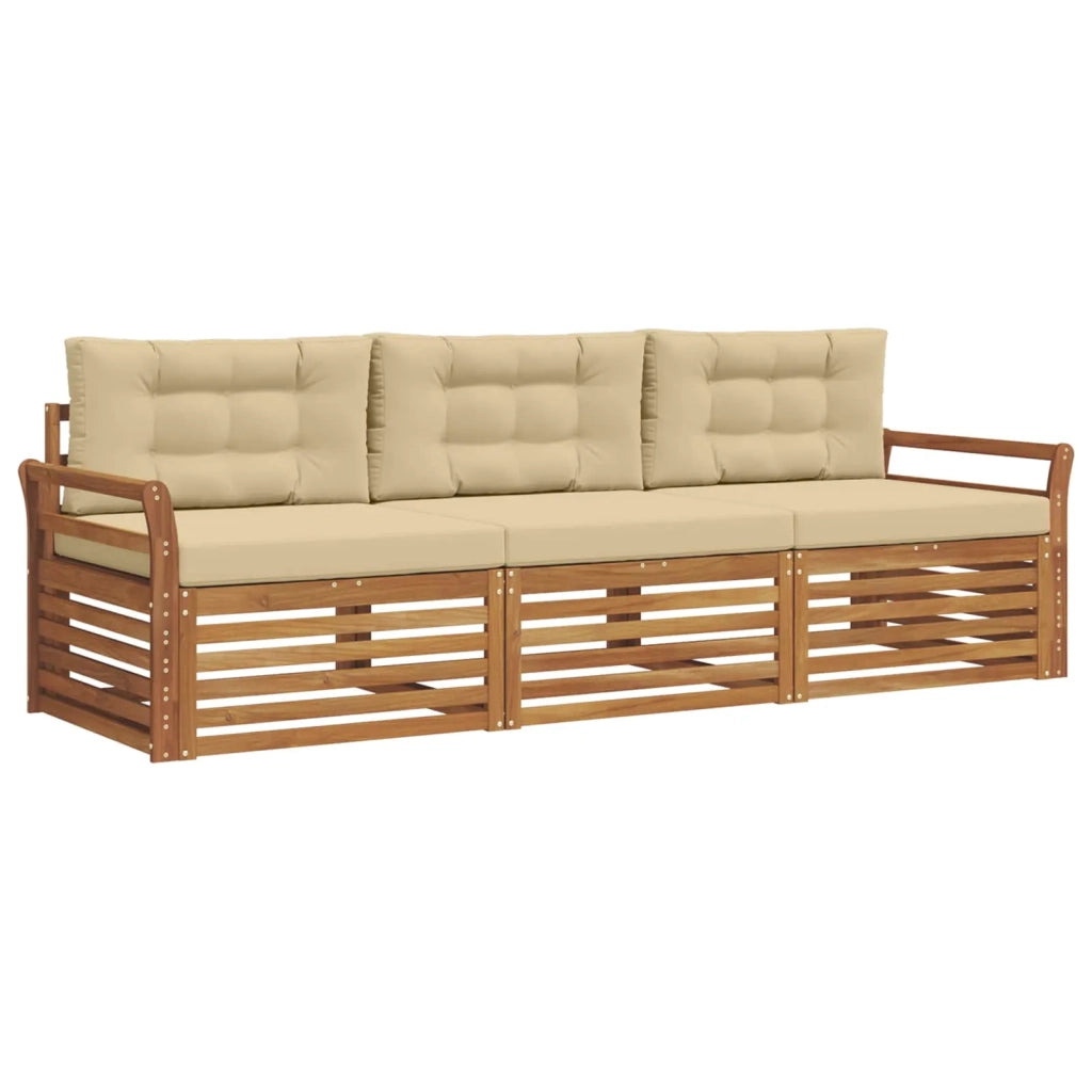 Set di divani da esterno con cuscino 3 pcs Naturale e Beige 3372943