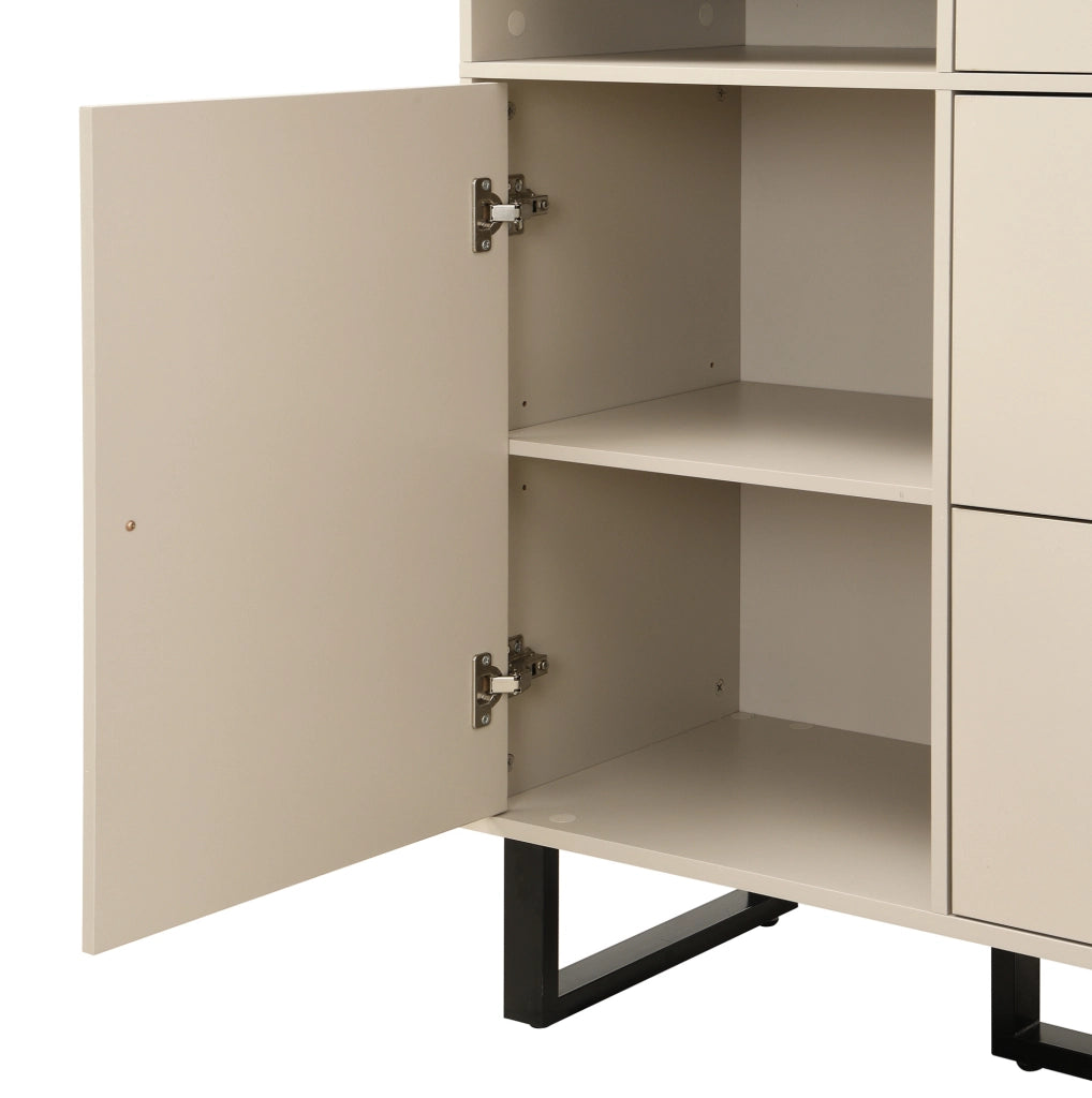 Mobile guardaroba da ingresso 110x38x186 cm in MDF beige e grigio con cassetti