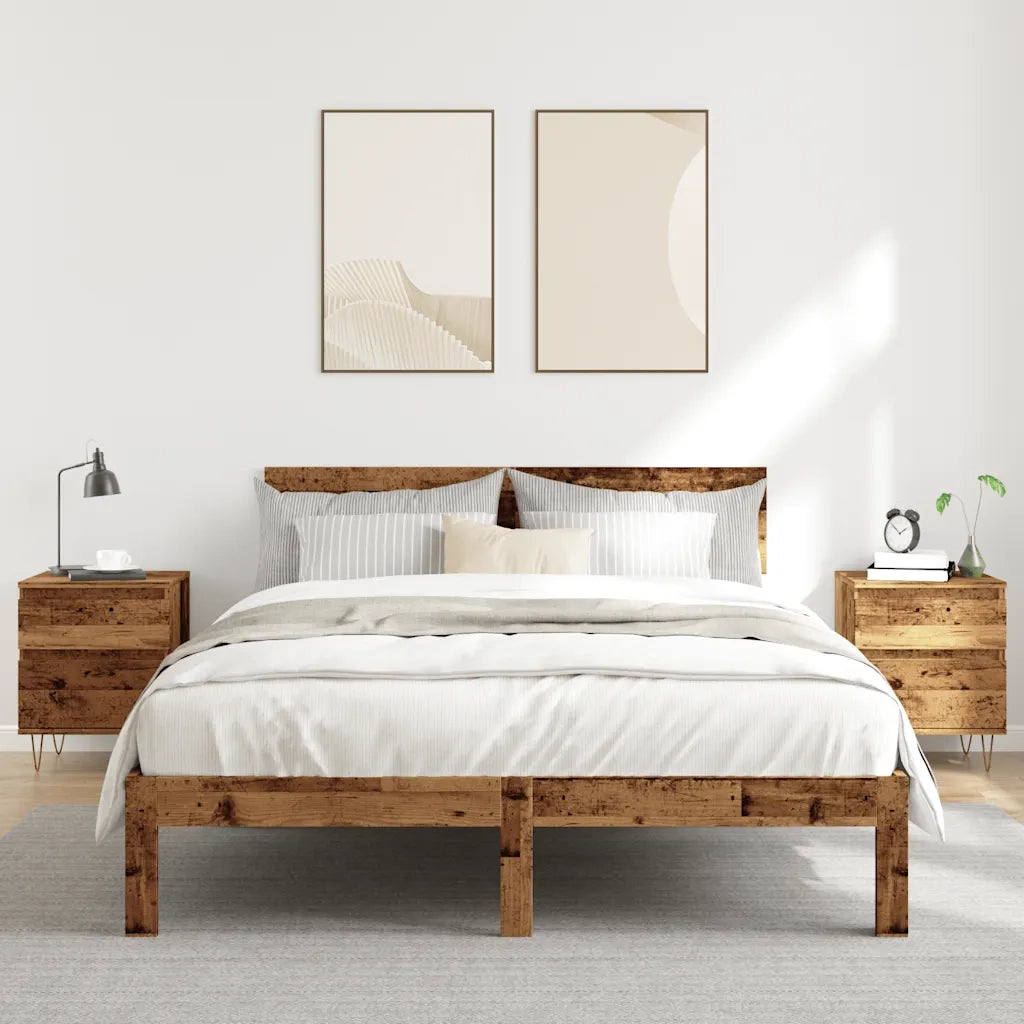 Comodini 2pz Legno Antico 40x35x50 cm in Legno Multistrato 857417