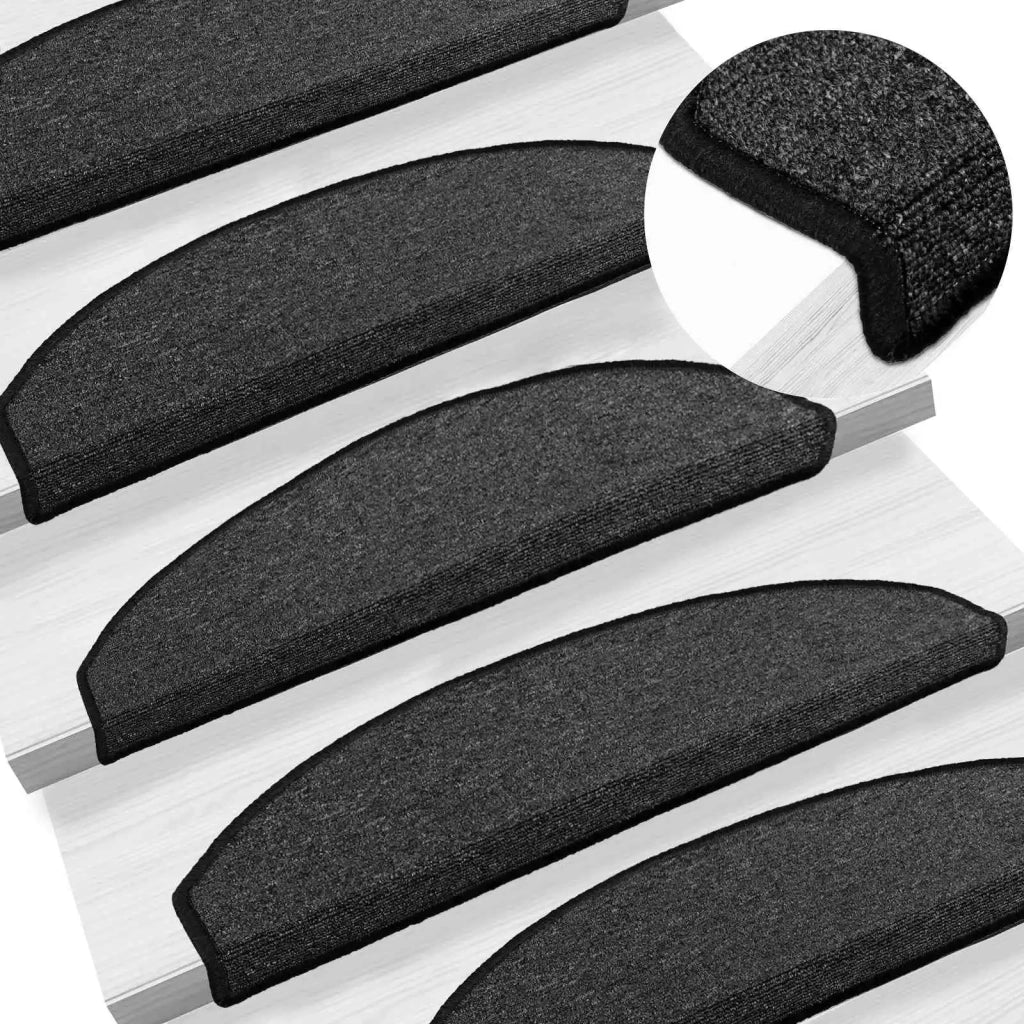 Tappetini per scale autoadesivi Semicircolare 15 pz | Gradini per Scale Antracite