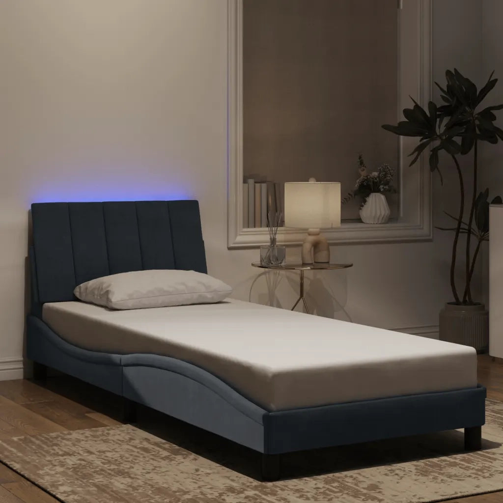 Giroletto con LED senza Materasso Hanko Grigio Scuro 90x190 cm in Velluto