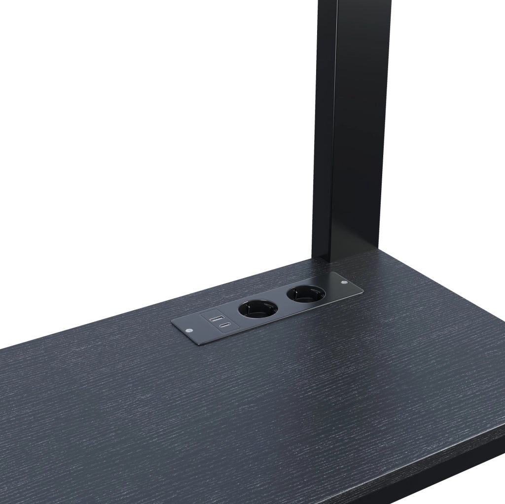 Letto a soppalco 90x200 cm nero con scrivania, LED e armadio aperto