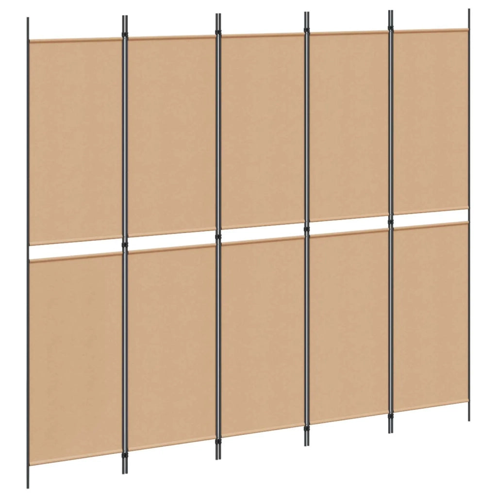 Divisorio Ambienti | Pannello Separatore a 5 Pannelli Beige 250 x 220 cm Tessuto