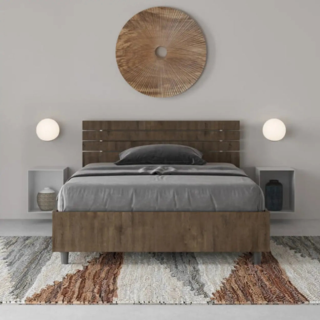 Letto una piazza e mezza contenitore 120x190 testata dritta con doghe noce Ankel