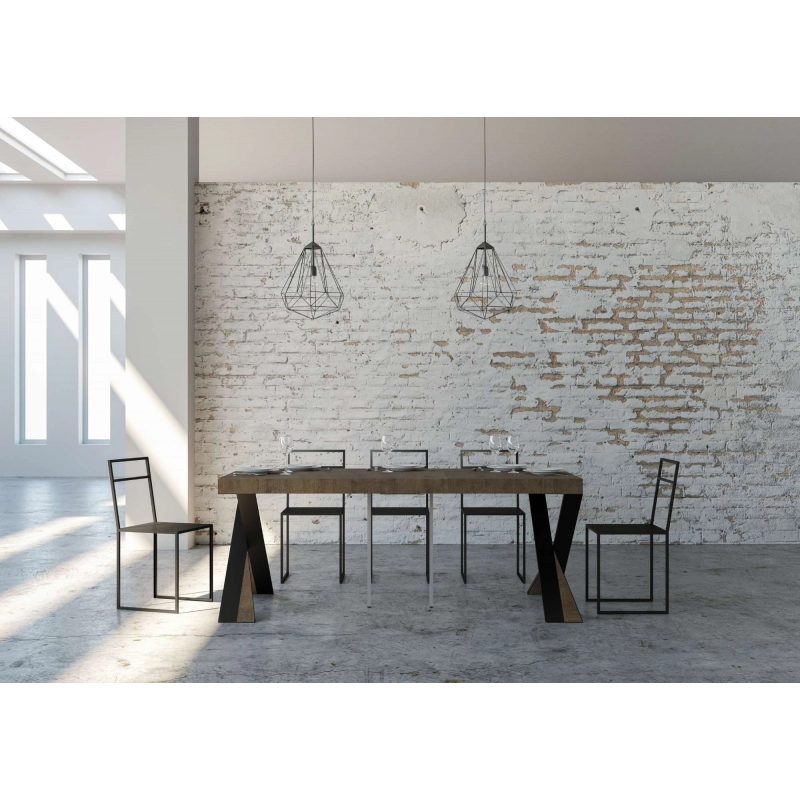 Consolle allungabile 90x40/300 cm Diago Premium telaio Antracite - Noce