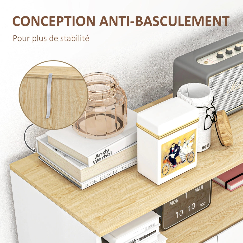 Mobile contenitore scandinavo ¨C Xylo ¨C 2 ante con ripiano interno bianco e legno