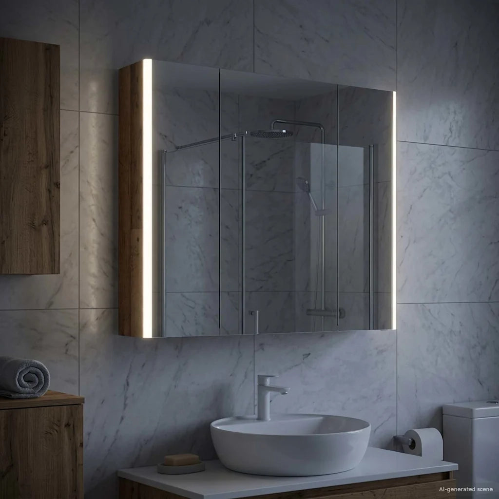 Mobiletto per specchio da bagno Legno vecchio 889269