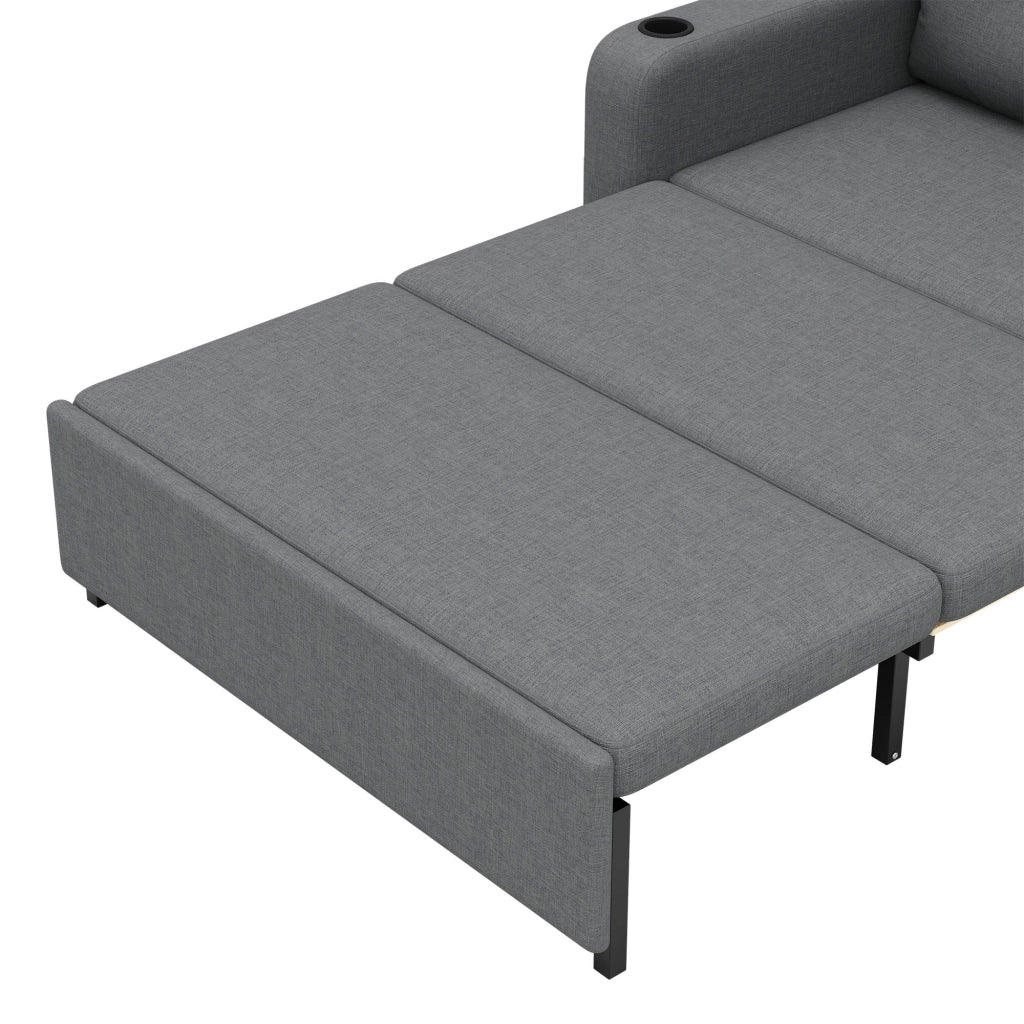 Divano letto estraibile 3 in 1 131x81x94 cm con USB-C in tessuto grigio