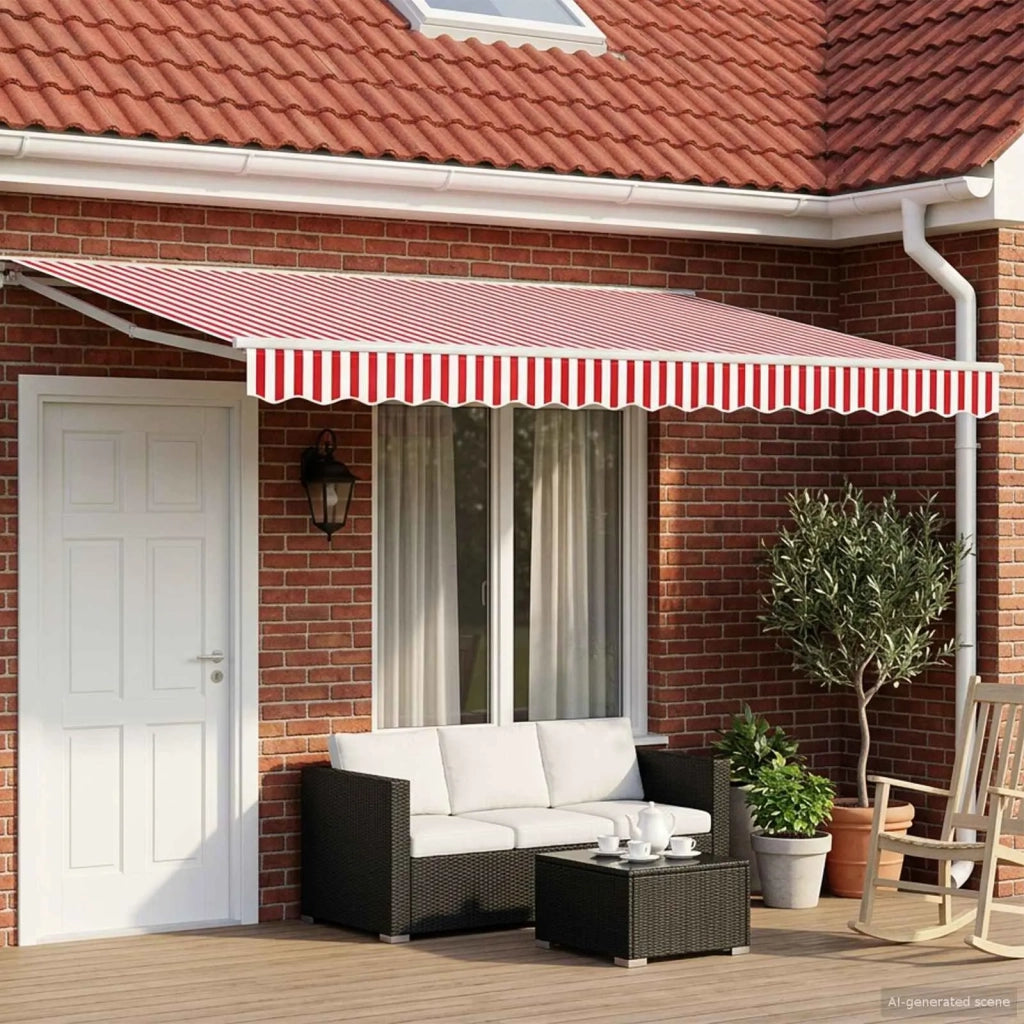 Cornice per Tenda Manuale con LED Rosso e Bianco 4 × 3 m 3420619