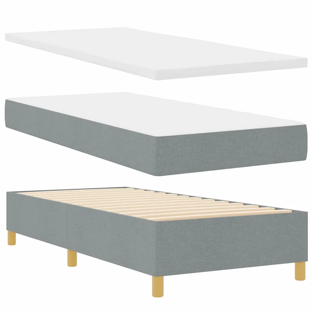 Letto a Sorgente LED Grigio chiaro 100 x 200 cm Tessuto