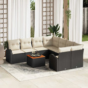 Set Divano da Giardino 9 pcs Nero e Crema polyrattan 3356227
