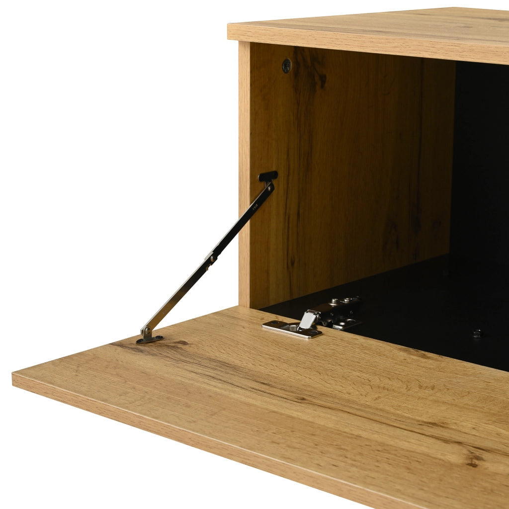 Mobile TV con anta a ribalta vani aperti e due ante in pannello truciolare color legno 180 × 38 × 45 cm