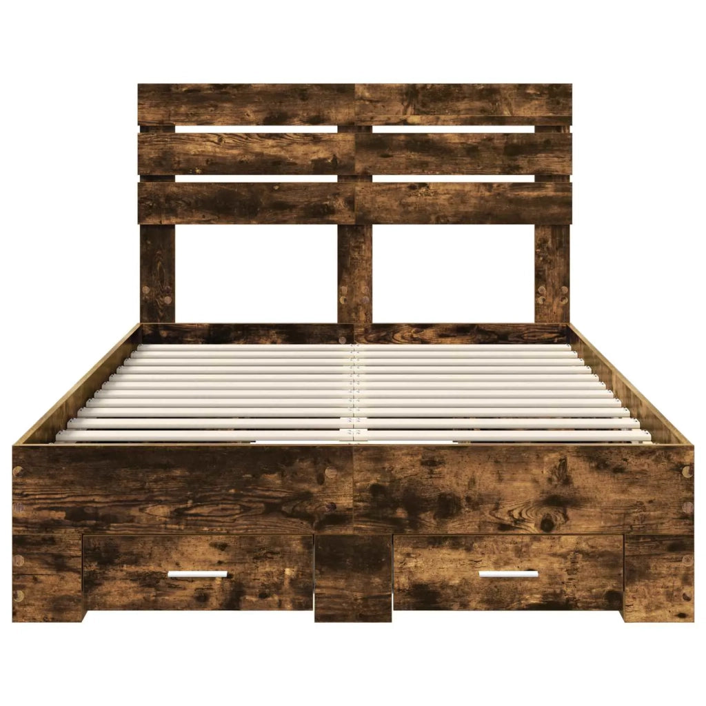 Letto matrimoniale | Letto per adulti | Struttura del letto Rovere fum¨¦ 120 x 190 cm Legno multistrato