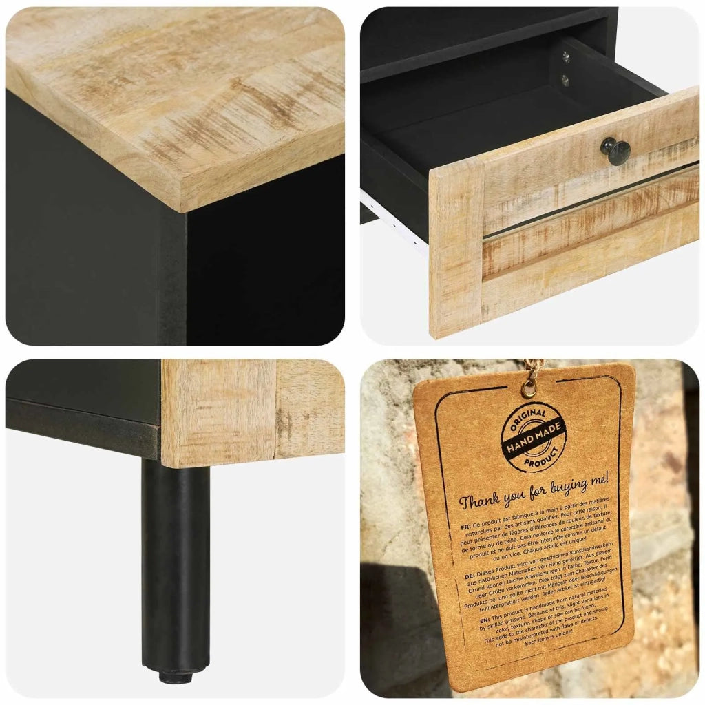 Comodino 2 pcs Marrone 40 x 33 x 46 cm Legno di mango massello 4018851