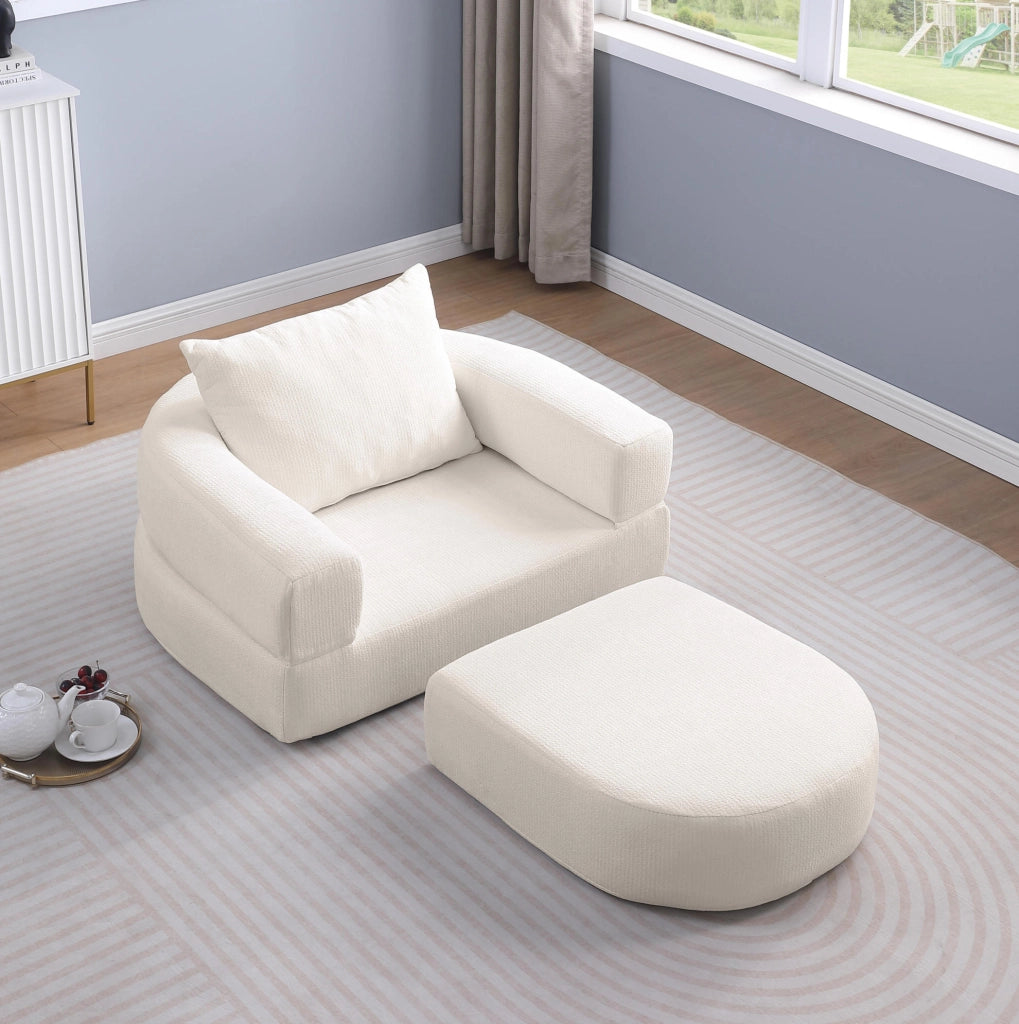 Divano modulare componibile beige in ciniglia con seduta ampia e confortevole per il soggiorno