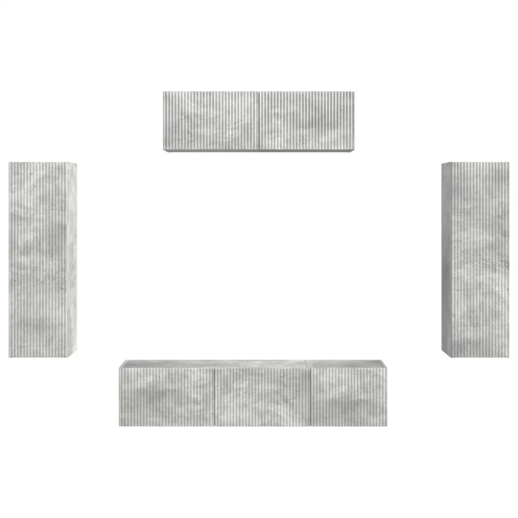 Mobile TV-Credenza per TV 5 pcs Grigio cemento