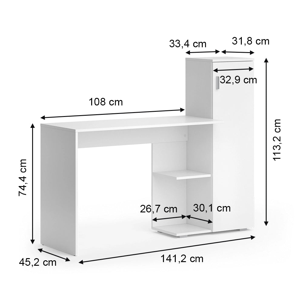 Vicco Scrivania per computer Bianco 141.2 x 45.2 cm
