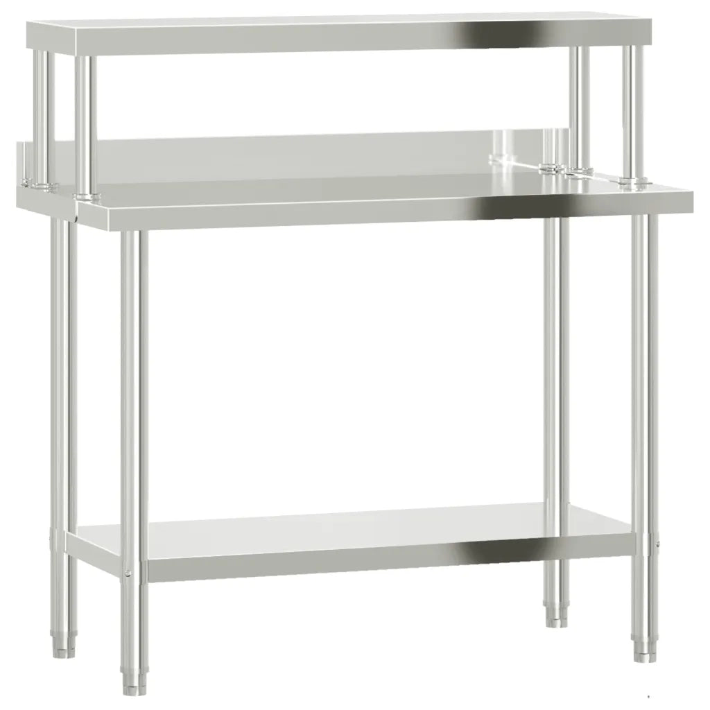 Tavolo Lavoro Cucina con Ripiano 110x55x120 cm Acciaio Inox 3208896