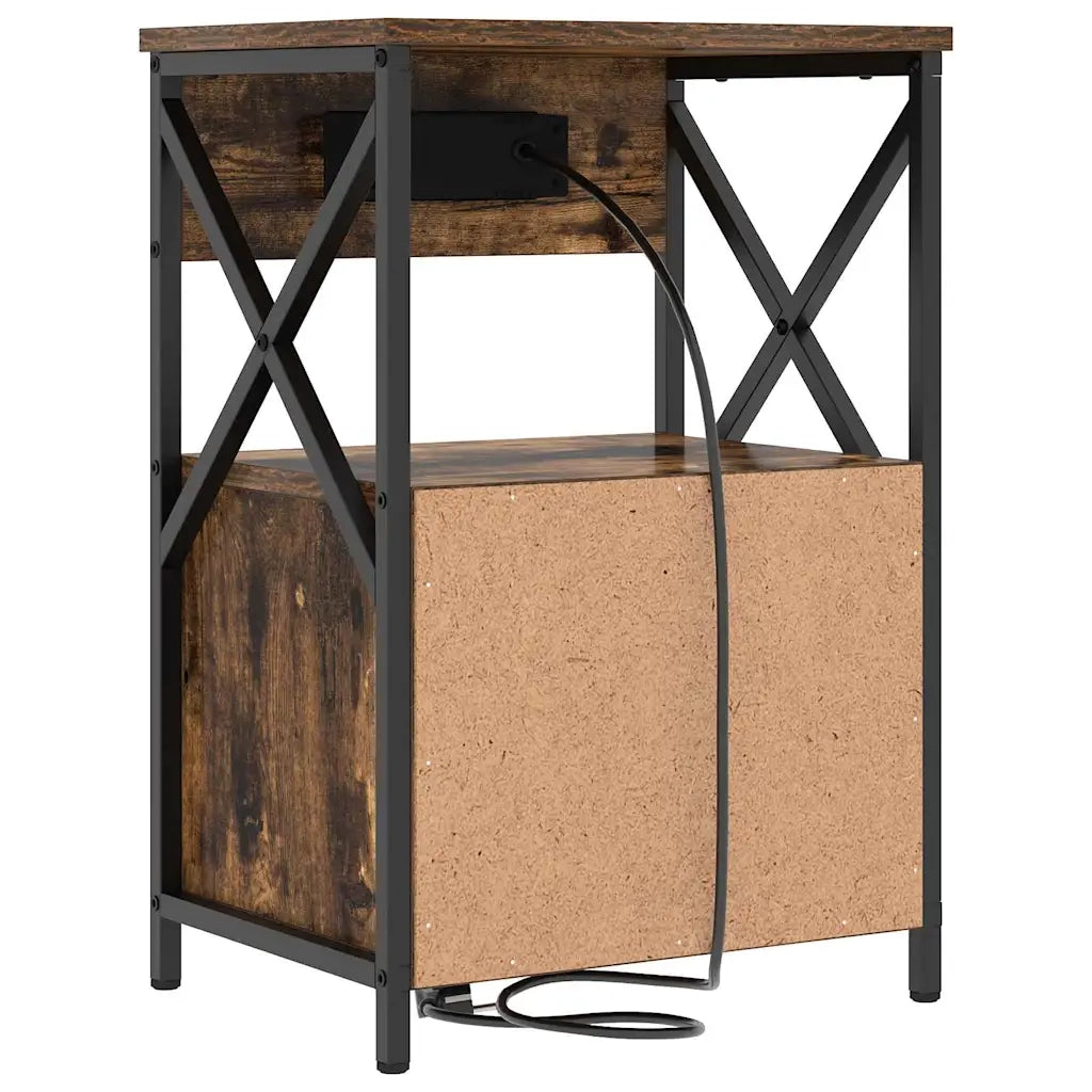 Set di 2 Comodini | Armadio da Notte | Mobiletto da notte con cassetto Rovere fum¨¦ 40 x 31 x 60 cm