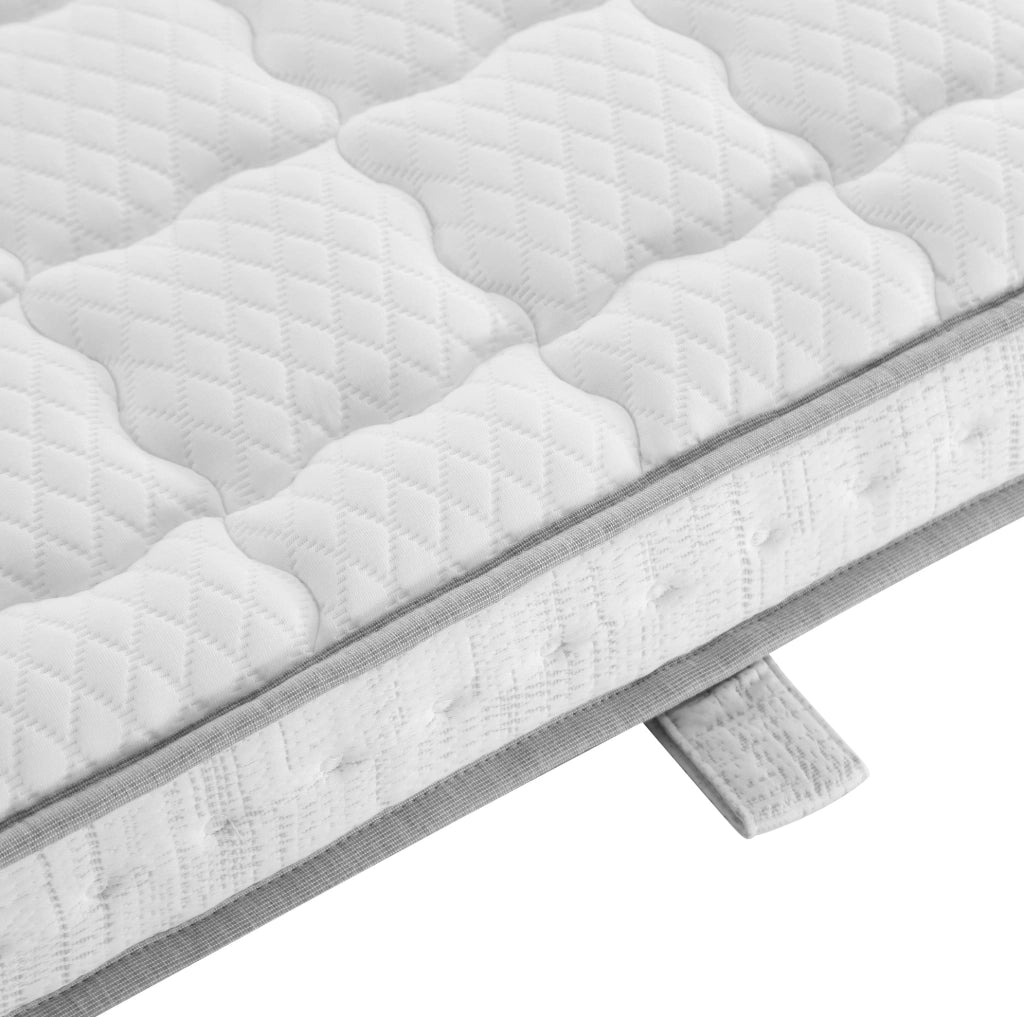 Materasso 90x200 cm H3 a 7 zone con molle insacchettate e schiuma fredda, in poliestere bianco
