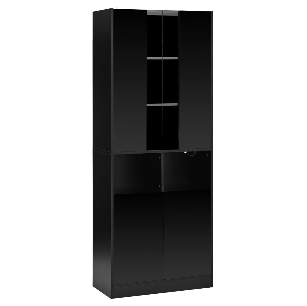 Armadio alto nero con LED controllabili via app e ante doppie