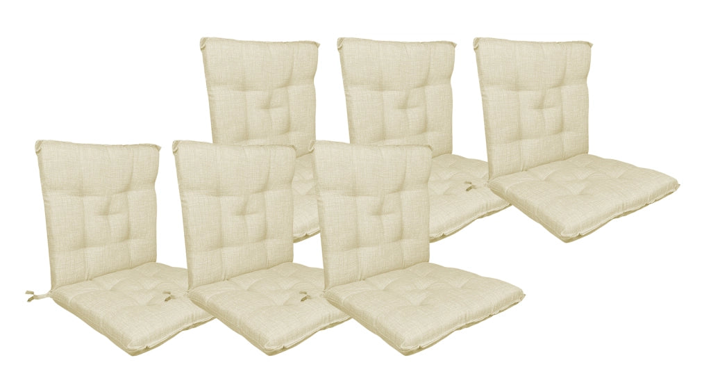 Set Cuscini Sedia Con Schienale Imbottiti Con Laccetti Banda Elastica 40 x 80 Cm Panna - 6 Pezzi