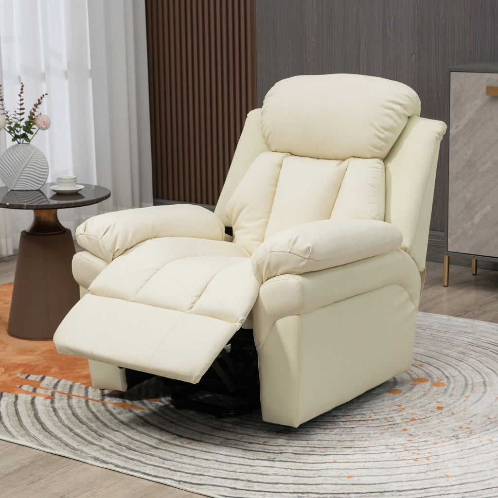 Poltrona Relax Elettrica Alzapersona ¨C Xylo ¨C Reclinabile con Poggiapiedi Similpelle Crema
