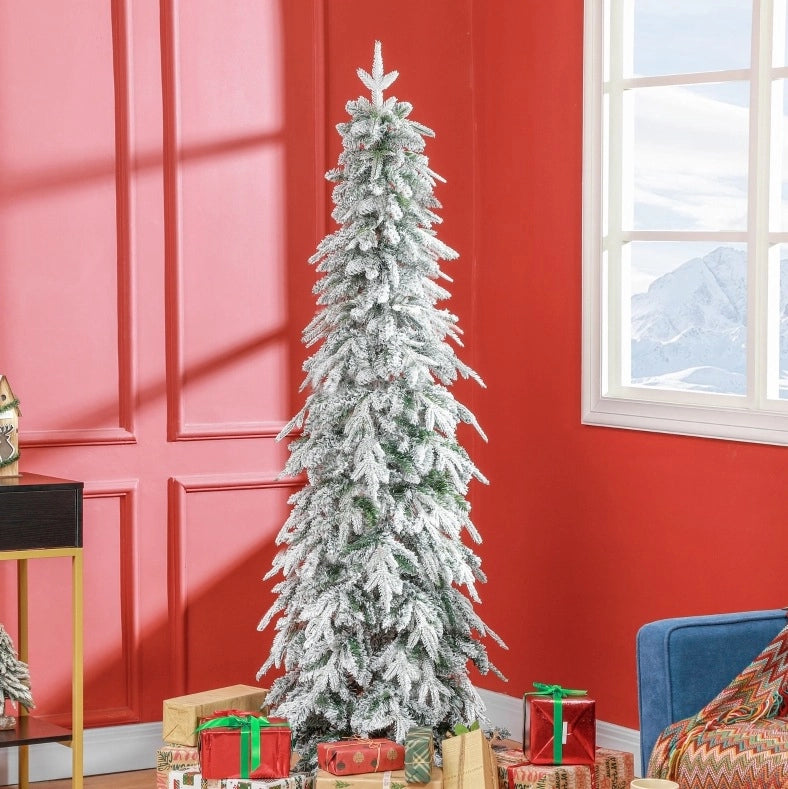 ALBERO DI NATALE Slim Ø80x180 cm Verde con 600 Rami Innevati