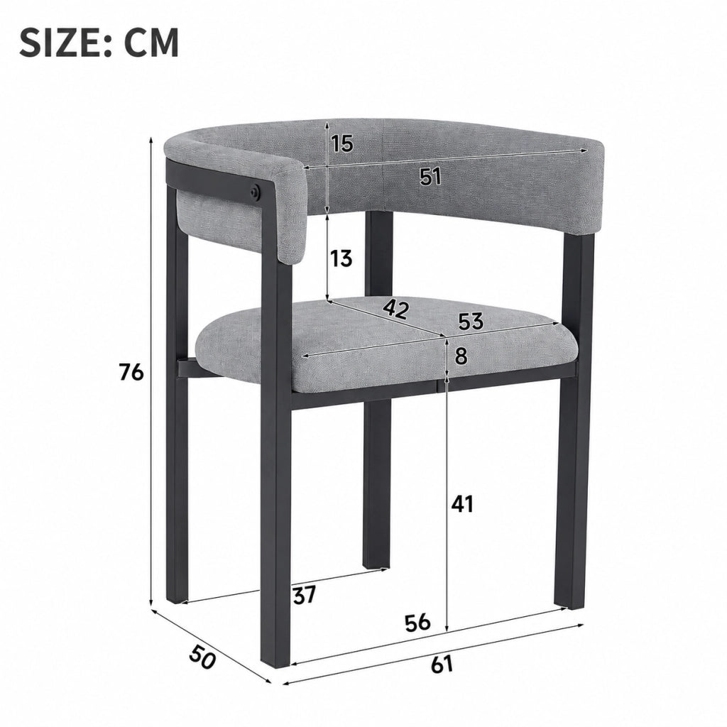 SEDIA da pranzo Set da 2 pezzi in chenille grigio