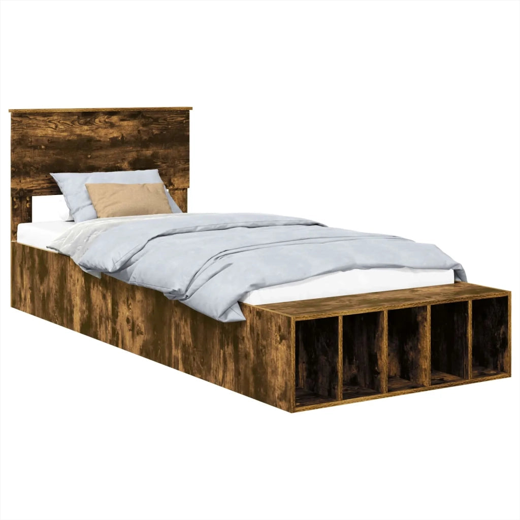 Letto singolo | Letto per adulti | Struttura del letto Rovere fum¨¦ 75 x 190 cm Legno multistrato