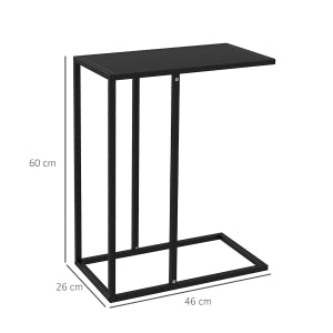 Tavolino laterale a C per divano e letto con piano per laptop struttura in acciaio nero 46 × 26 × 60 cm