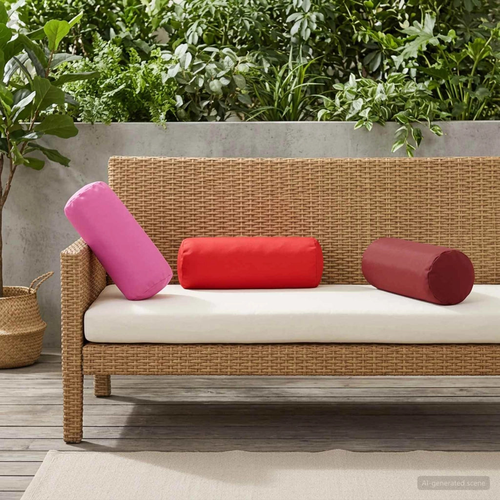 Federa 2 pcs HEERLEN Rosso Ø 15 x 40 cm Poliestere 923337