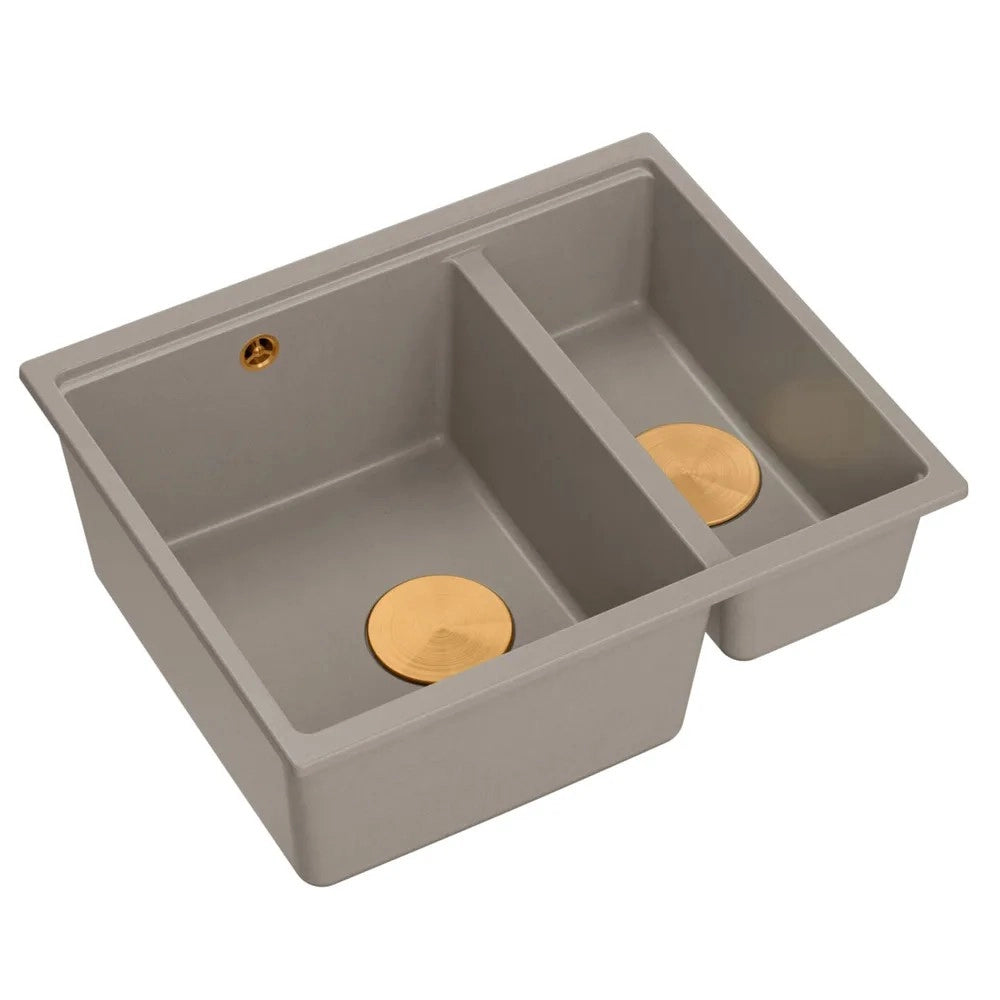 Lavello In Granito Logan 150 Beige Tappo rame spazzolato