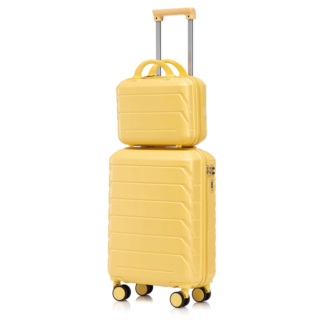 Set valigie rigide 19 pollici con beauty case 14 pollici in ABS giallo HOMVRA