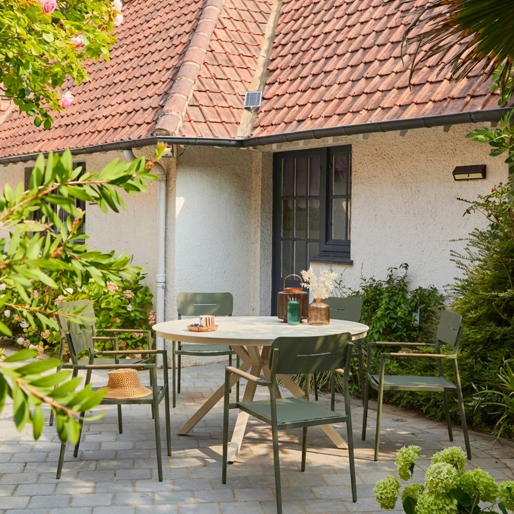 Set 4 sedie da giardino in alluminio e textilene, verde kaki