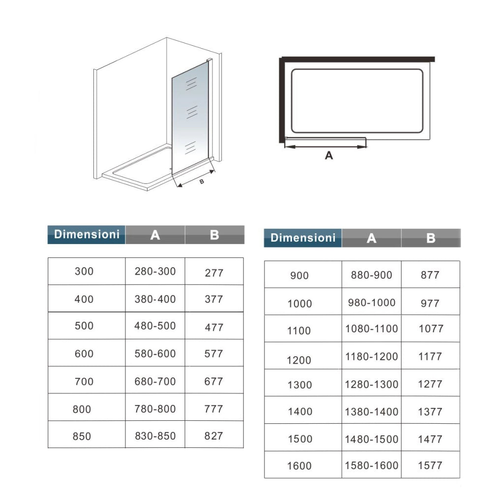 Box Doccia Walk In 110x200 cm Parete Fissa Vetro 8 mm Trasparente Anticalcare Oro Spazzolato con Barra Stabilizzatrice 73-120 cm
