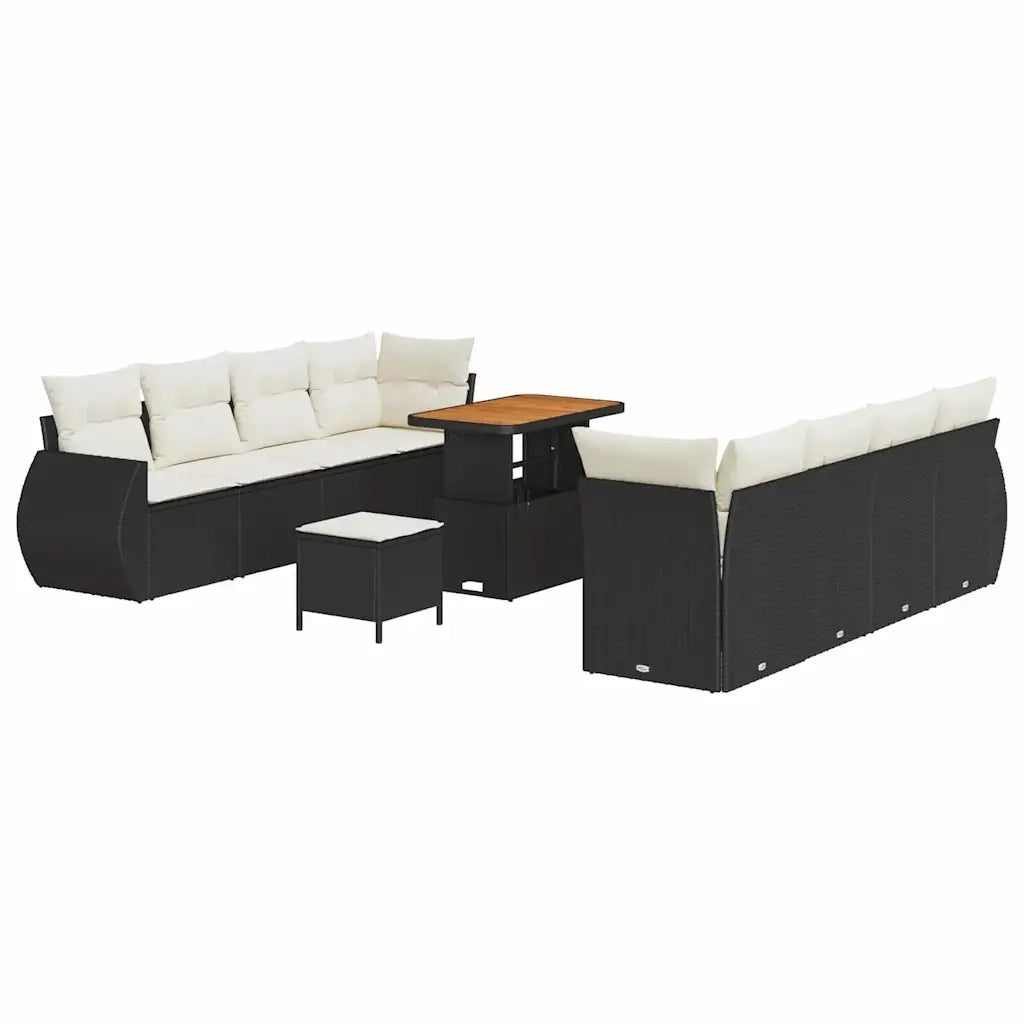 Set Divano da Giardino con cuscino 11 pcs Nero polyrattan 3361850