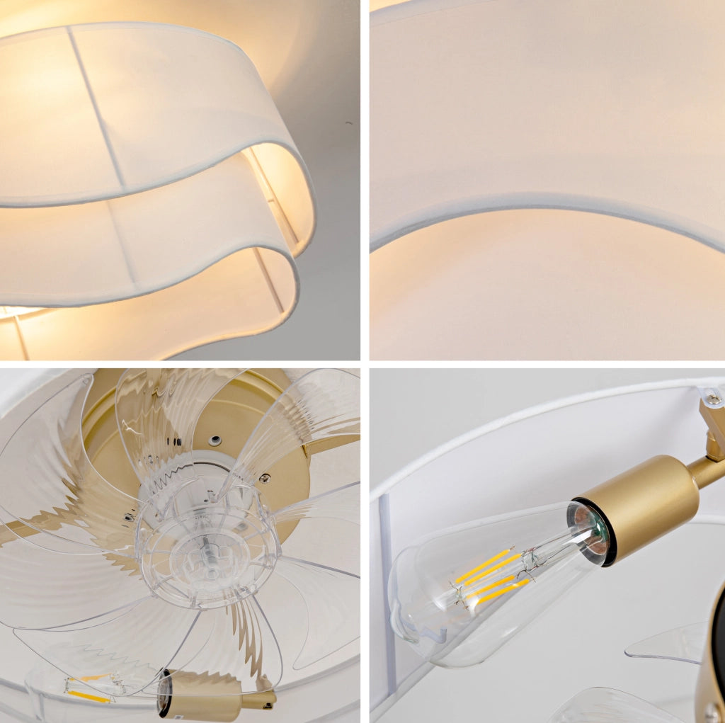 Ventilatore da soffitto ULEVR con luce, 6 velocit¨¤, controllo App Bluetooth e telecomando, oro e bianco