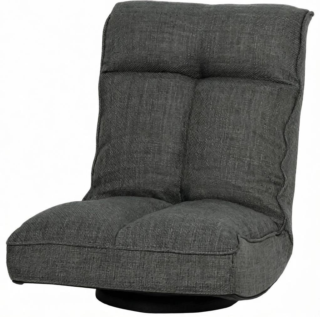 Poltrona relax girevole 58x107x79 cm in lino grigio, schienale reclinabile –