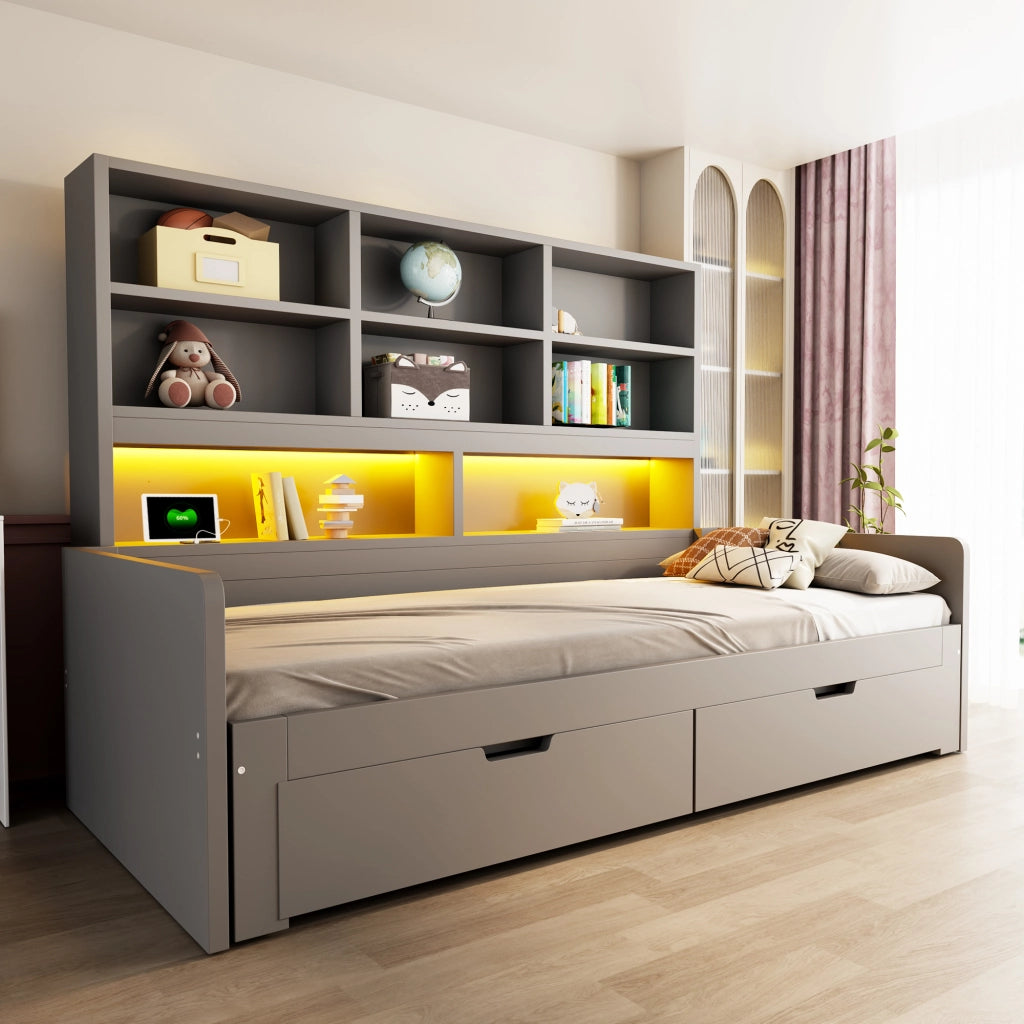 letto multifunzione mdf grigio 90 x 200 cm