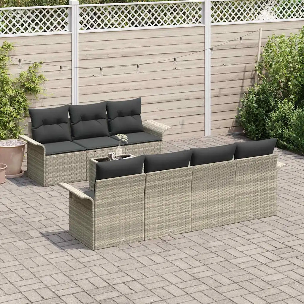 Set Divano da Giardino 8 pcs Grigio chiaro polyrattan
