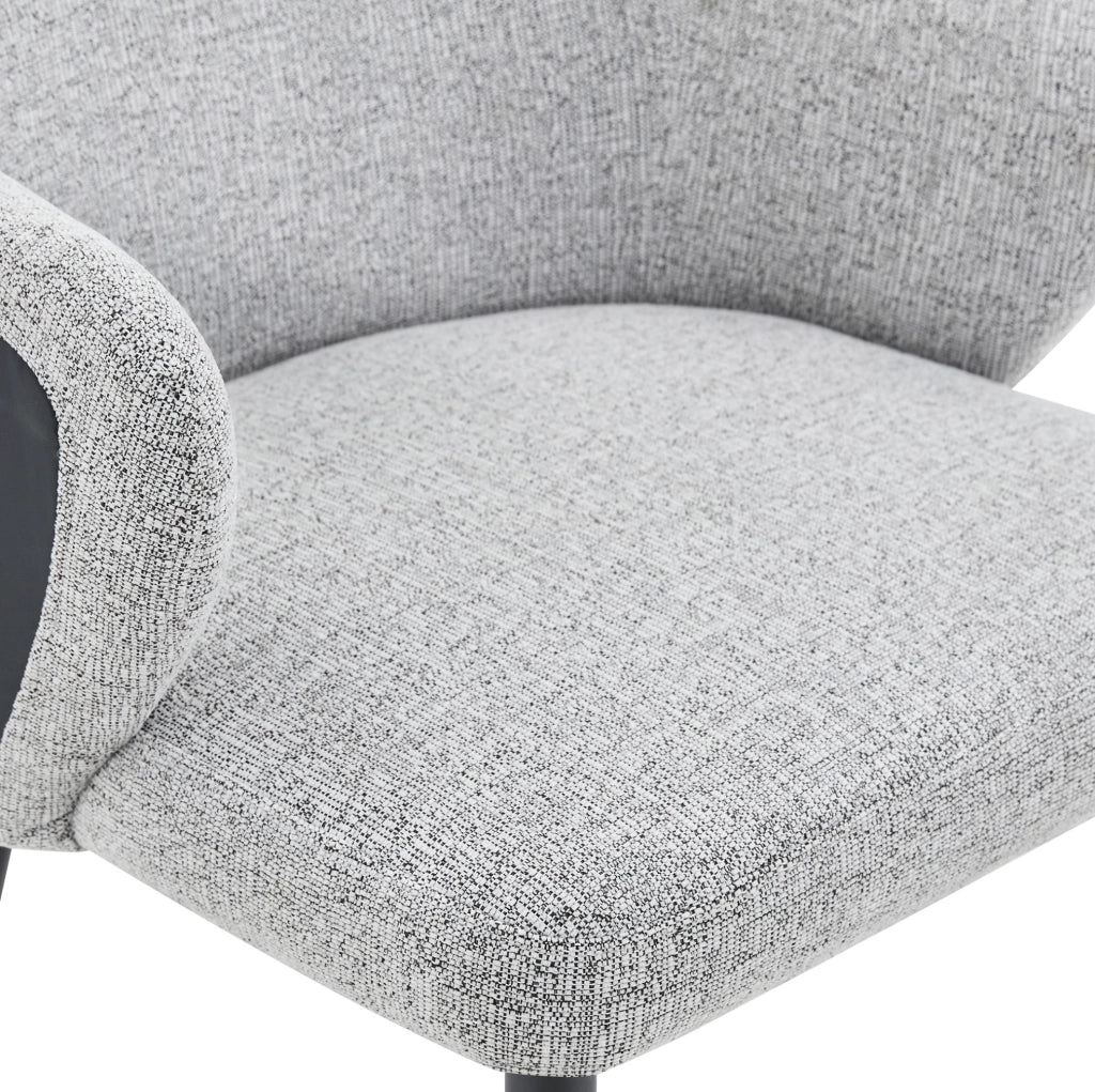 Set 2 sedie da pranzo in tessuto grigio e PU nero con gambe in metallo HOMVRA