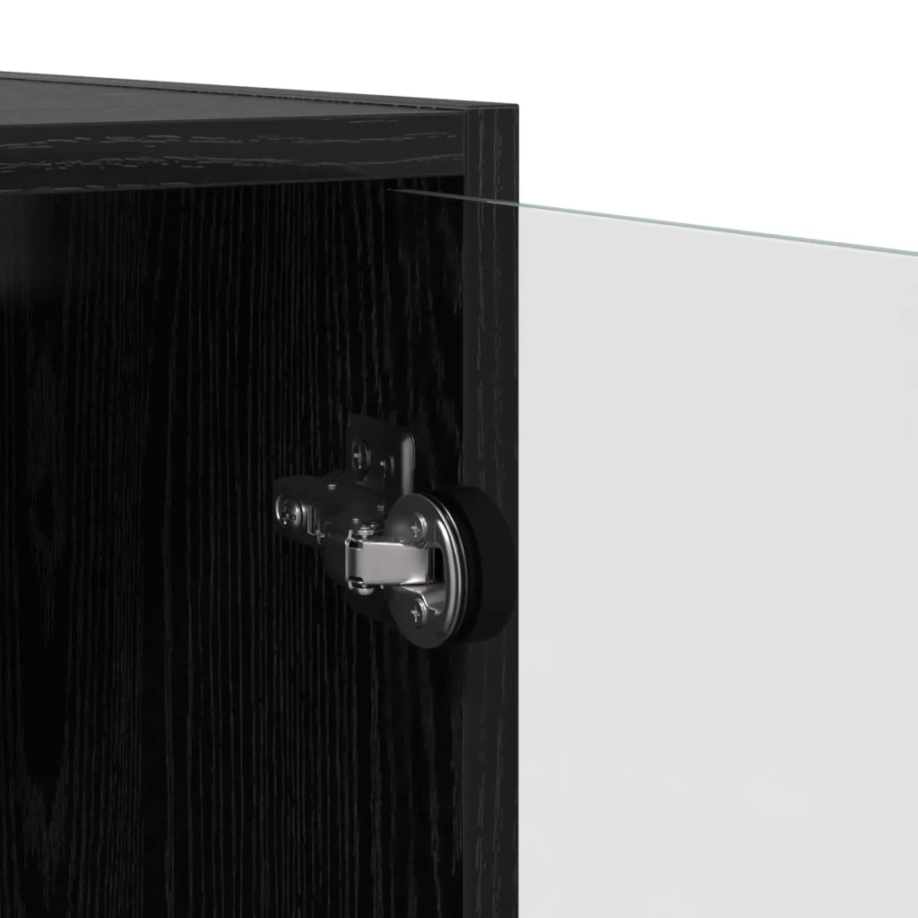 Credenza | Madia | Buffet da pranzo | Armadio da pranzo Rovere Nero 68 x 37 x 142 cm Legno multistrato