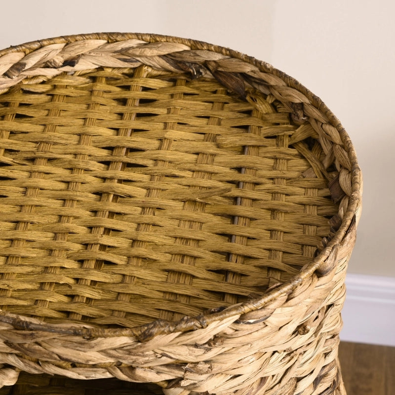 Torre per gatti con 3 tane; cuscini rimovibili e piattaforma superiore in giacinto d'acqua marrone Ø 40 × 73 cm