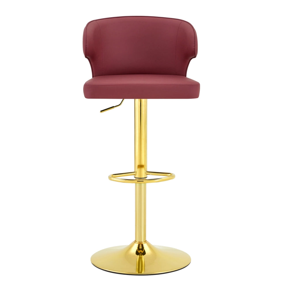 Set 2 sgabelli da bar regolabili e girevoli 360° in PU rosso con schienale HOMVRA