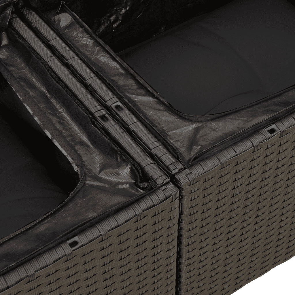 Set Divani da Giardino 9 pz con Cuscini Nero in Polyrattan 3255182