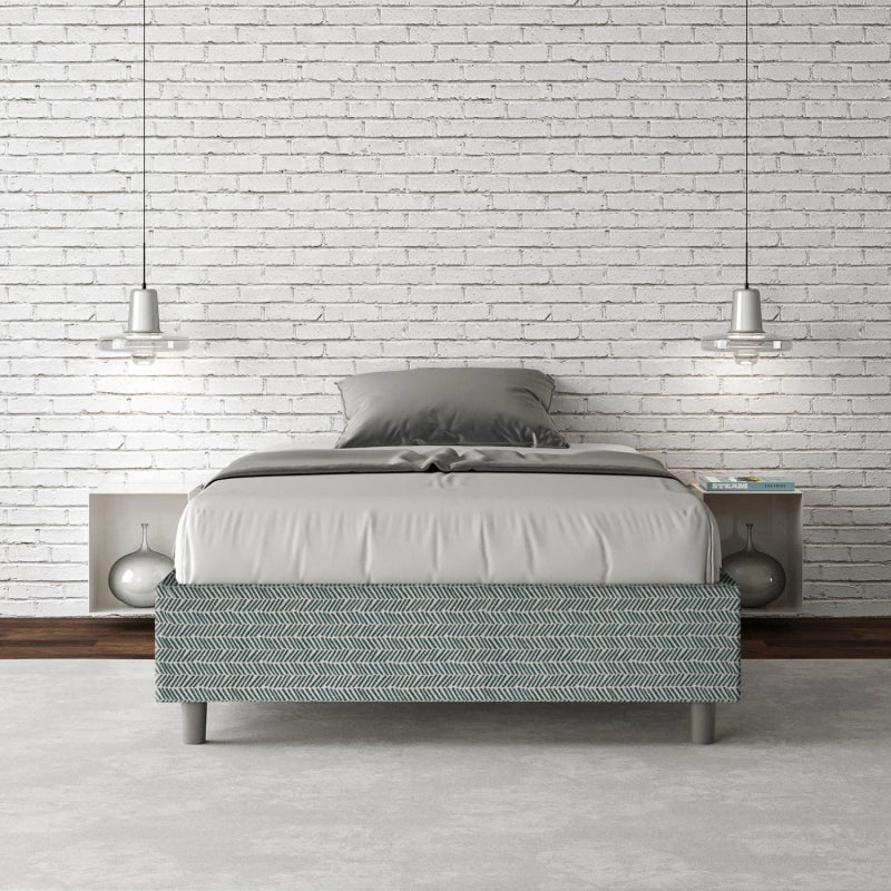 Letto Sommier imbottito 1 piazza e mezza 120x200 cm tessuto Aragona Azelia - Senza rete,Azzurro