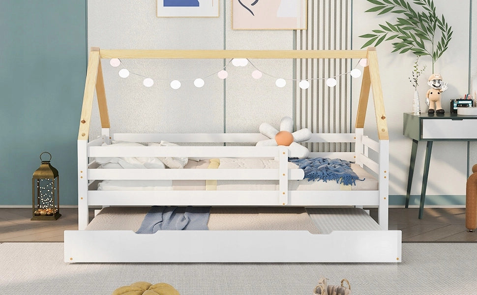 Letto a castello con estensione - Xylo - 90x200&90x190 - Bianco+Legno
