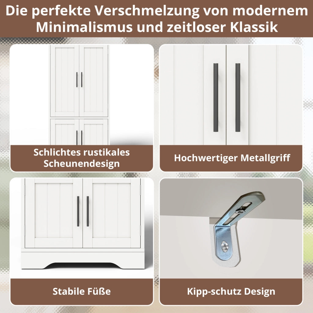 Mobile da cucina 120x60x40 cm in MDF con luce LED a sensore; bianco