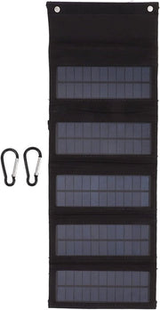 Pannelli Solari Portatili a Silicio Monocristallino 50W 5 Pannelli Flessibili per Campeggio Viaggio Escursioni Emergenze (Nero)